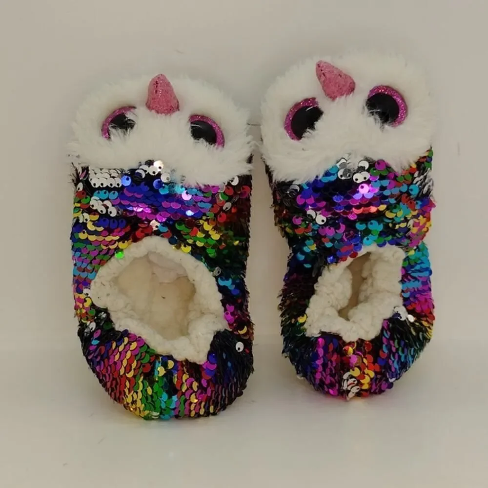 TY Beanie Boo Baby Toddler Girls Pre-owned Owl Owen Glitter Slippers - sz. 3